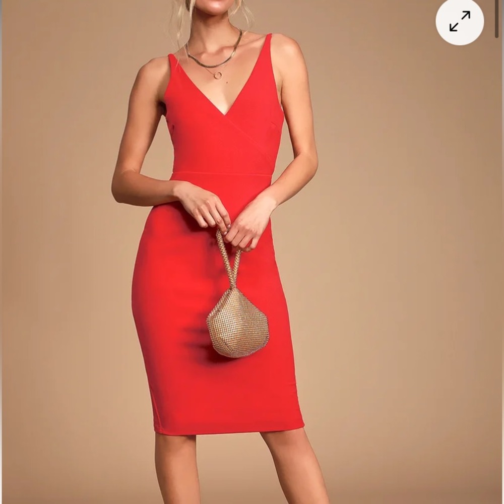 Lulus Alia Red Backless Bodycon Midi Dress XS